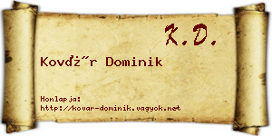 Kovár Dominik névjegykártya